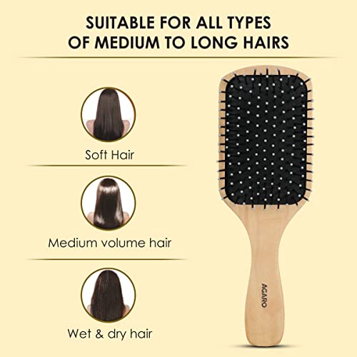 AGARO Wooden Paddle Hair Brush with Strong & flexible nylon bristles having Anti static ball tips,For Grooming, Straightening, Smoothing,... - Image 4