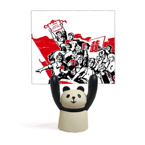 Porte-mémo en porcelaine rouge avec citation Mao et motif panda chinois