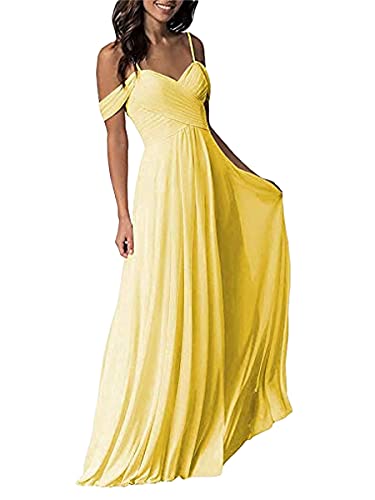 Tomwell Damen Abendkleid Ärmellos Elegante Brautjungfernkleid Mode Einfarbig Wickelkleid V-Ausschnitt Rückenfrei Partykleid Schulterfrei Bodenlang...