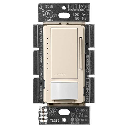 Lutron Maestro Motion Sensor Dimmer Switch for Bathroom, Garage, Laundry Room, and Closet, Occupancy and Vacancy Sensor, Single-Pole/Multi-Location, No Neutral Req, MSCL-OP153M-LA, Light Almond by Lutron - Used condition - US$24.28