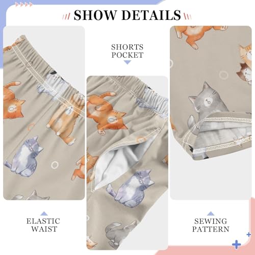 Funny Cats Boys Long Pants Soft Trousers Elastic Waist Kids Lounge Bottoms with Pockets S-XL4