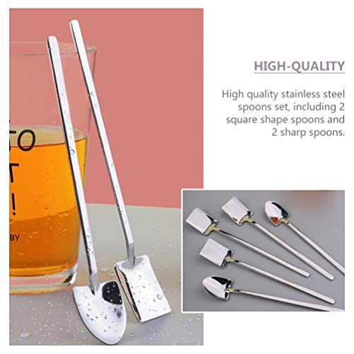 Colheres de café de aço inoxidável para sobremesa, 4 peças, da Hemoton, colheres de café, colheres d