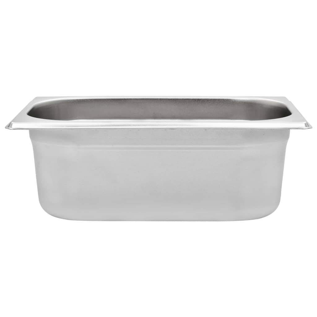 Contenitori Gastronorm GN 1/4 in acciaio inox, 265 x 162 x 100 mm, 8 contenitori impilabili per Bain-Marie Chafing-Dish scaldavivande, buffet, catering gastronomia