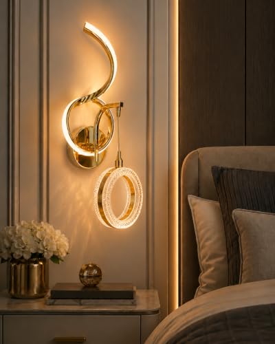 Image of FILLISKA Luxurious LED Wall Lamp for Home with Adjustable Colour Changing Function (1 Year Warranty)(French Gold-1063)