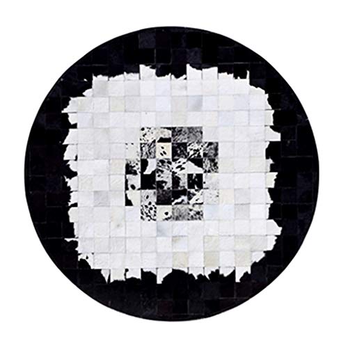 Grandes Blanco y Negro Redonda Alfombras de Piel de Vaca Patchwork Alfombra...