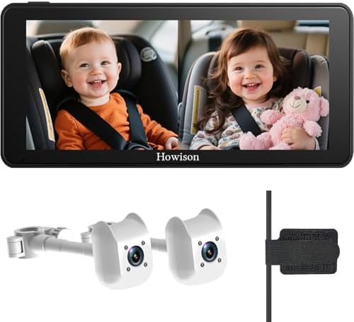 6.86'' Dual Car Camera Baby Monitor, 1080P Baby Car Camera with IR Night Vision, 150° Wide Angle, USB Powered, Easy to Install, Real-Time Rear Seat Monitoring, Safety for Kids and Newborns