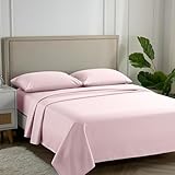 Carressa Linen 600 Thread Count Long Staple Soft Egyptian Cotton Sheet Set, 4 Pc Set, Full Sheets, Upto 17 in Deep Pocket, Smooth & Soft Sateen Weave, Deep Pocket, Luxury Bedding, Blush Pink