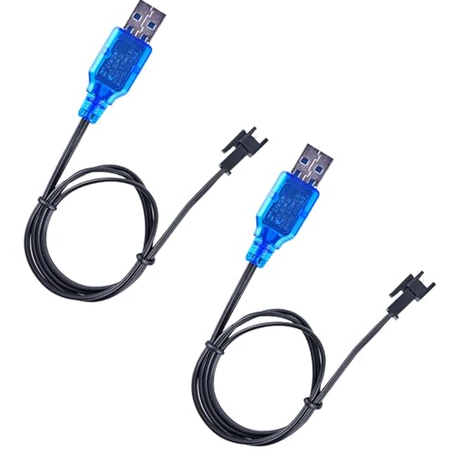 3,7 V HSP USB-Ladekabel mit SM-2P-Stecker,3.7V Battery Charger USB,3.7V Charger Cable,Ausgestattet mit LED-Anzeigeleuchten,Verwendet für elektrische Spielzeuge,Ferngesteuerte Drohnen,2 pcs