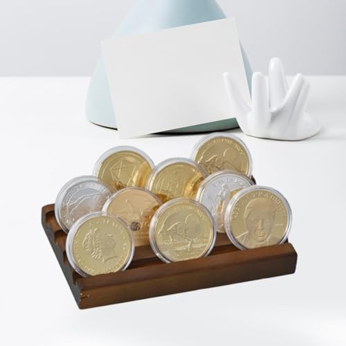 Expositor de monedas de desafio de madera para decorar el escritorio de casa 6