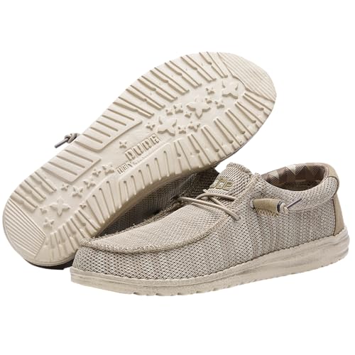 Image of HEYDUDE Men's Wally Sox Beige Size 8 | Men's Shoes | Men's Lace Up Loafers | Comfortable & Light-Weight