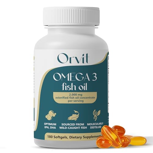 Omega 3 Fish Oil Softgel 2000 mg - Ultimate EPA DHA Supplement for Men and Women - Burpless - No Fishy Taste - Unflavored 180 Softgels - Organic, Non GMO - Made in The USA
