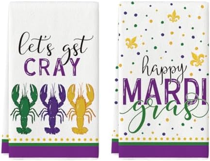 Artoid Mode Lobster Iris Happy Mardi Gras Kitchen Towels Dish Tow...