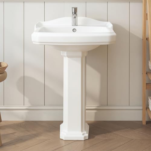 23" W X 19" D Bathroom Pedestal Sink, Vintage White