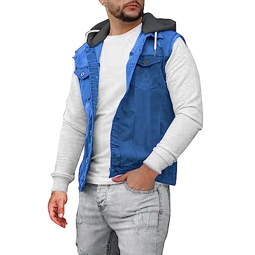 Herrenjacke für kaltes Wetter, Frühlings- und Herbstmode, Freizeit, einfarbig, Schnalle, Revers, schmale Denim-Jacke, Übergröße, blau, XXXL