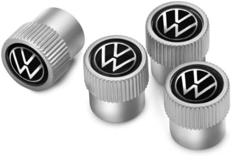Volkswagen Black Logo Chrome Tire Stem Valve Cap