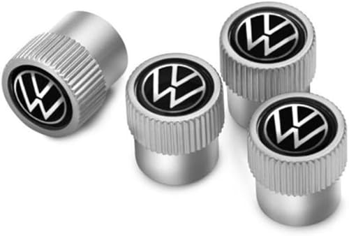 Volkswagen Tapones de válvula de vástago de neumático cromado con logotipo negro