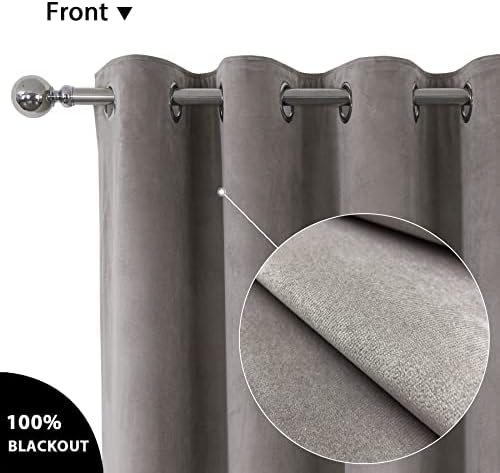 always4u Super Soft Velvet Curtains Champagne 100% Blackout Curtains 66x90 Inches Eyelet Thermal Insulated Fully Lined Window Treatment for Living Room 1 Pair