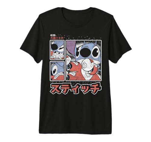 Disney Lilo & Stitch 626 Stitch Day Kanji Panels Premium T-Shirt vêtement coton