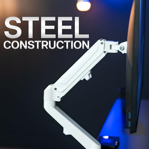Image of VIVO Heavy Duty Single Monitor Tension Arm for up to 27 inch Screens, Holds 14.3 lbs, Premium Desk Mount Stand, White, STAND-V101OW