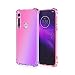 Produktbild HAOYE Hülle für Motorola Moto One Hyper Hülle, Farbverlauf-TPU Handyhülle, [Vier Ecken Verstärken] Weiche Transparent Silikon Soft TPU Case Schock-Absorption Durchsichtig Schutzhülle (Pink/Lila)