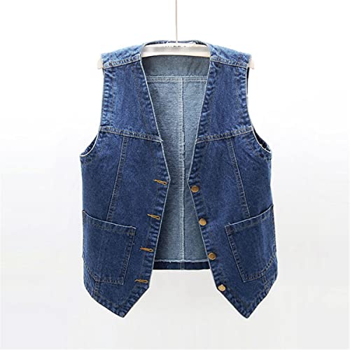 Chaleco de mezclilla para mujer con cuello en V estilo casual de primavera 4