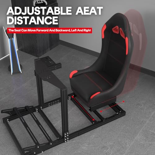RACGTING Aluminum Profile Racing Simulator Cockpit with Seat for G29/G920/G923,Sim Rig Cockpit for T