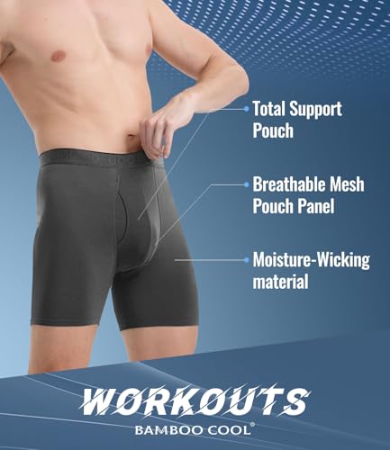 BAMBOO COOL Mens Underwear Support Pouch Men's Boxer Brief Breathable Underwear 3 pack4