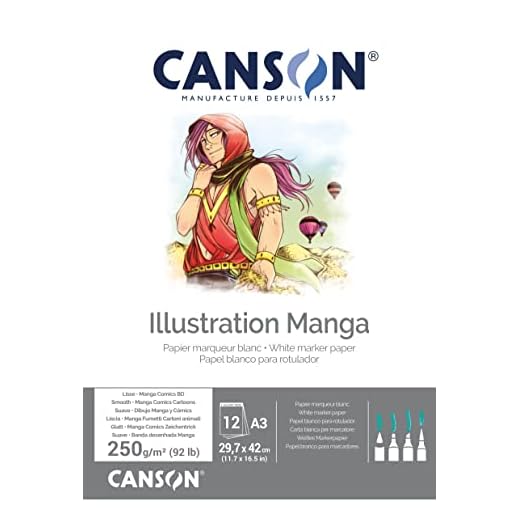 Canson Illustration Liso, Bloc encolado, A3, 12 hojas, 250 g