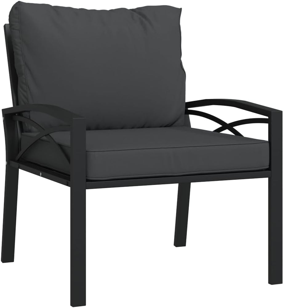 Patio Chair Balcony Furniture,Patio loveseat,Small Patio Furniture,Patio daybed,with Gray Cushions 26.8"x29.9"x31.1" Steel