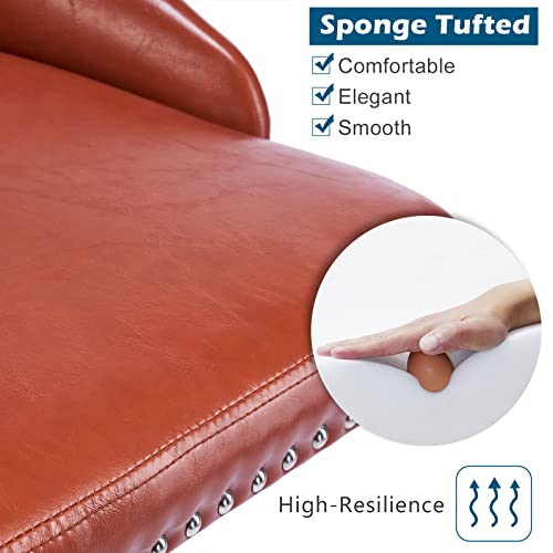 Vingli Pu Orange Swivel Suede Desk Chair For Bedroom Retro Upholstered Modern Computer Desk Chair With Wheels, Small Home Office Chairs With Adjustable Height, Titling #TOP3