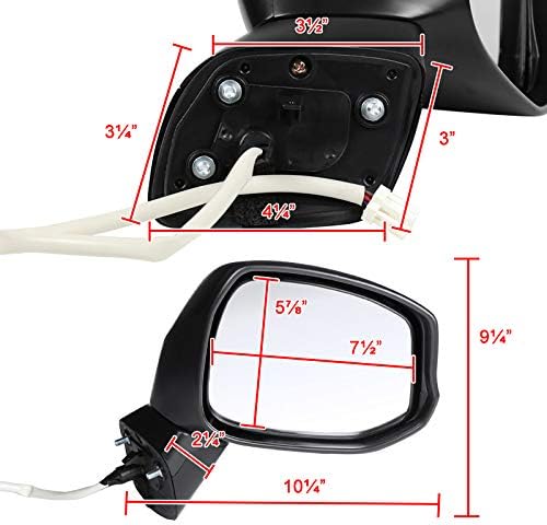 Carpartsinnovate Fits 12-15 Honda Civic Assembly Power 3 Pin Passenger Right Fold View Side Mirror