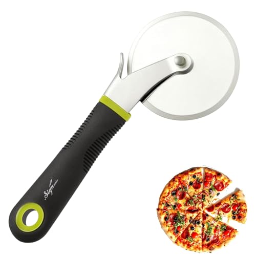 Image of SIGNAMIO Pizza Cutter for Kitchen Durable Stainless Steel Wheel Brownie Cutter Tool with Sharp Blade and Comfortable Non Slip Handle for Effortless Slicing at Home