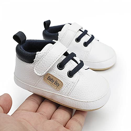 Infant Toddler Baby Girls Boys Shoes Sandals Athletic Leather Sneakers First Walkers Prewalkers (White, 4 Toddler)3