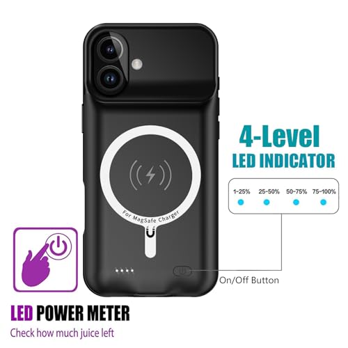 Zueus LOU4 Battery Case For Iphone 16 , 2024 Newest 10000Mah Rechargeable Portable Charging Case With Wireless Charging Compatible For Iphone 16 thumb #3