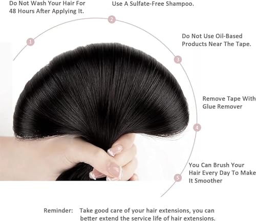 Hotlulana Extension Capelli Veri Biadesivo Nero Naturale(#1B) Extension Capelli Veri 20Pollici 20pcs 50cm 50g Extension Biadesive Capelli Veri Invisible Skin Weft Tape in Hair Extensions Human Hair