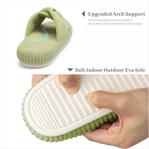 Slippers for Women Memory Foam House Bedroom Corduroy Bow Crossbands Slide Slipper Shoes Comfy Trendy Gift Slippers 6