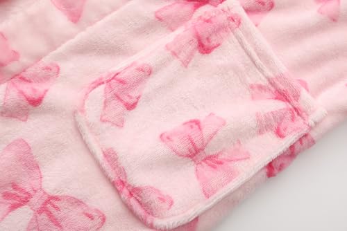 Image of Girls Fleece Hooded Robes Kids Warm Bath Robe for Girls Soft Fuzzy Bathrobe