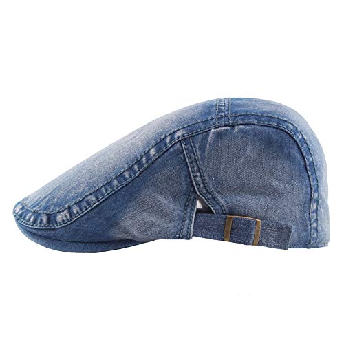 Image of Quanhaigou Unisex Denim Newsboy Hats Flat Ivy Gatsby Cabbie Driving Berets Hat Cotton Dad Cap for Men Women