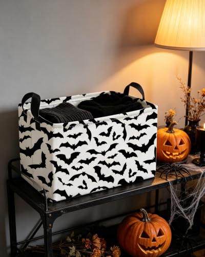 Image of Essme Rectangular Bat Baskets,Halloween Storage Box,Cute Basket for Kids Room Decor, Book Bins,Shelf Basket.(Bat