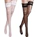 SATINIOR 2 Pares de Medias Altos de Muslo de Encaje Medias de Encaje Una Talla Negro Blanco