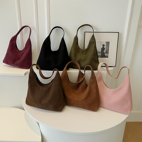Image of Large Work Tote Bags for Women, Boho Slouchy Suede Purses Handbags