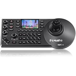 FoMaKo KC608 Pro NDI PTZ Camera Controller (Black) – PoE Powered, Built-in LCD Preview, 4D Precision Joystick, NDI Technology, Ergonomic Wrist Rest Design, for Church Live Streaming & Education.