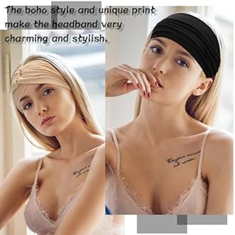 S&N Remille Wide Headbands for Women, Large Hairband, Elastic Non-Slip Headband Twist Knotted Accessories, Yoga Workout Vintage Hair 3 Pack (Colour-8)