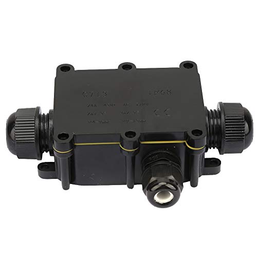 Junction Box, IP68 Waterproof 2-4 Way Electrical Junction Box Terminal Box, Black Underground Cable Line Wires Power Cord Connector Protection(3 Way)