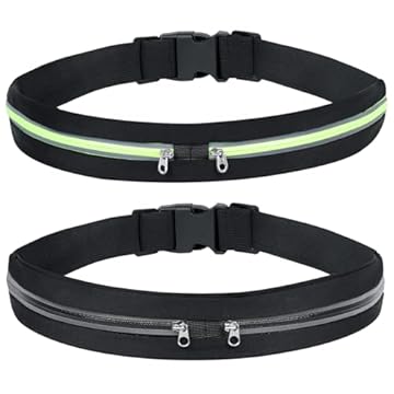 AiQInu 2 Pezzi Fascia Porta Cellulare Running, Marsupio Donna Uomo, Marsupio Corsa per Jogging, Viaggi, Escursioni, Sport, Camminata, Outdoor - Verde&Nero