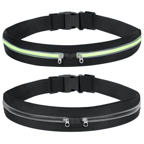 AiQInu 2 Pezzi Fascia Porta Cellulare Running, Marsupio Donna Uomo, Marsupio Corsa per Jogging, Viaggi, Escursioni, Sport, Camminata, Outdoor - Verde&Nero