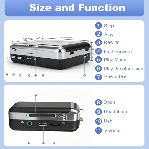 Lecteur et convertisseur cassette portable USB Walkman vers PC avec sortie jack audio - 2