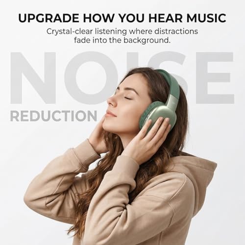 iJoy Ultra Wireless Over-Ear Bluetooth Headphones with Mic, 10H Playtime, Bluetooth Headset with Backup Wire & SD Slot, Wireless Headphones for Work,