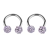 IPINK 2 Pieces Gems Horseshoe Barbell (Nipple, Ear) 20 Gauge 1/2
