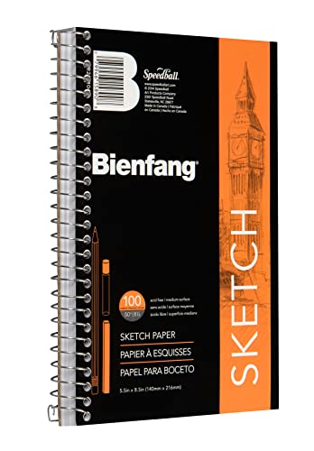 Bienfang Sketch Pad 5.5x8.5 Inch, 100 Sheets of 60lb 90gsm Art Paper, Spiral Bound Sketch Book Drawing Notebook